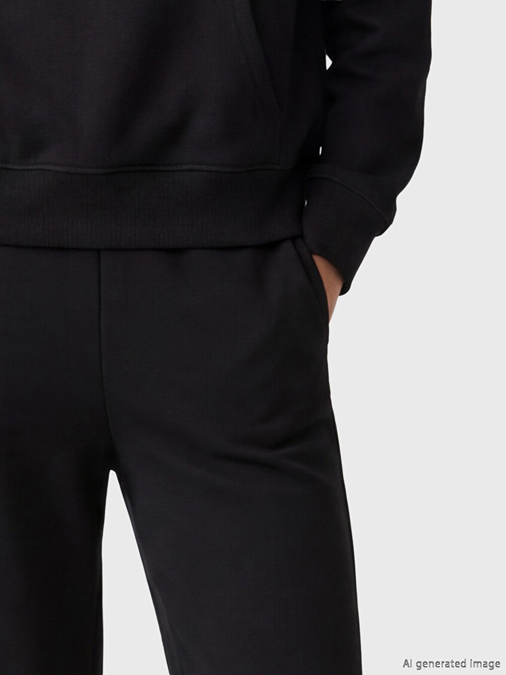 Siyah Beli Lastikli Kadın Kalın Eşofman Altı-2