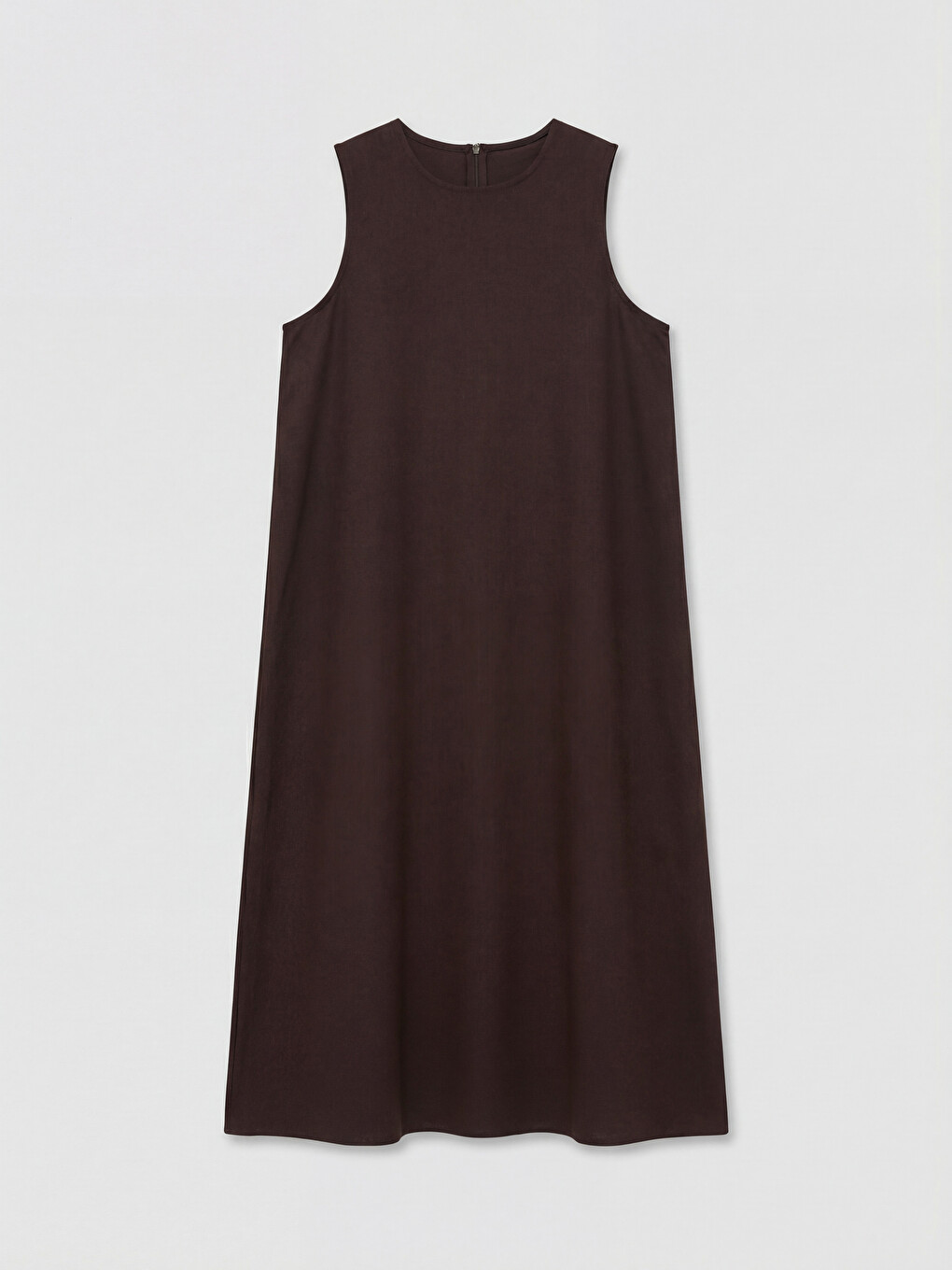 Crew Neck Linen Blend A Form Dress-4