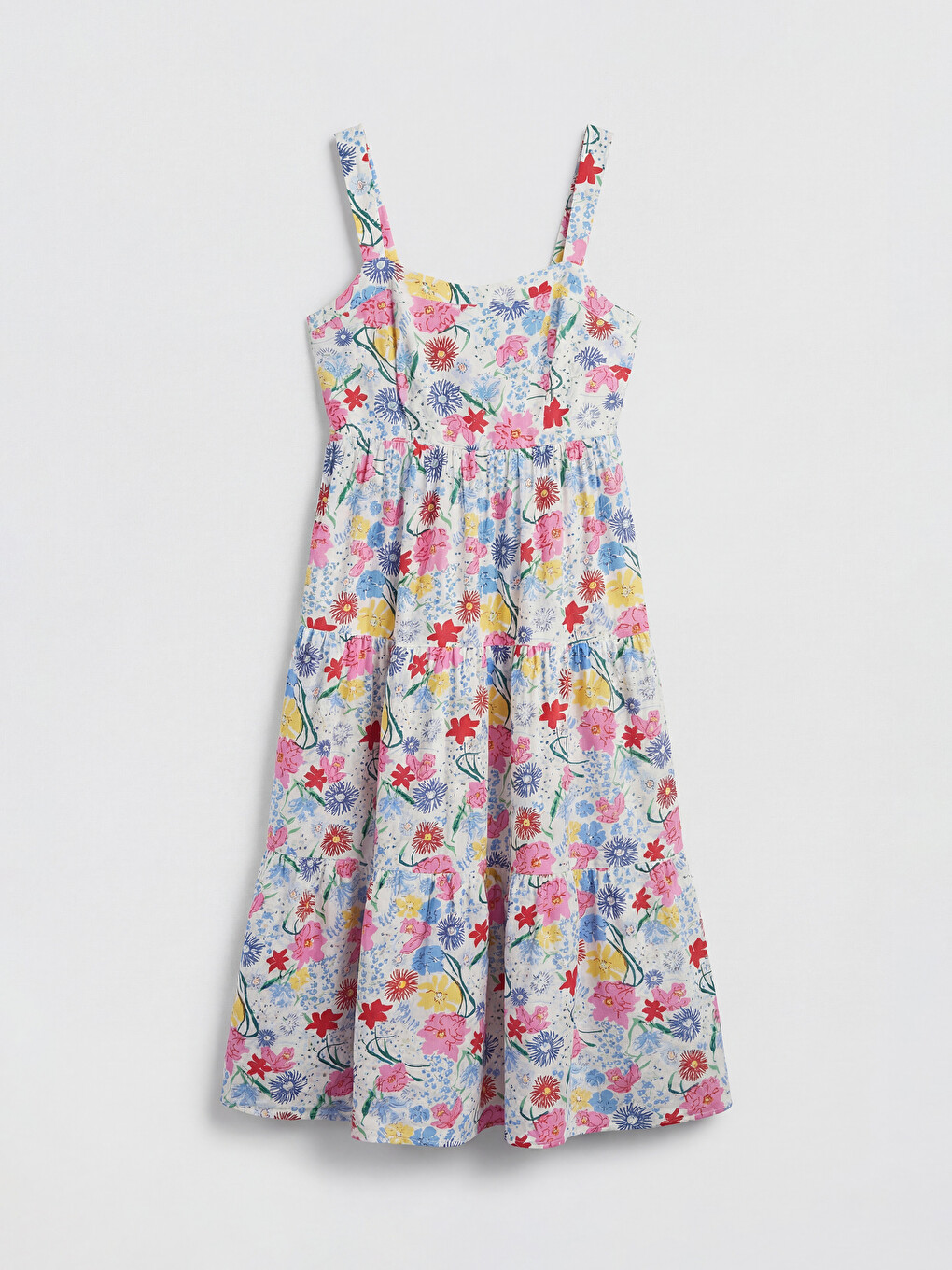 Square Neck Floral Tiered Dress-4