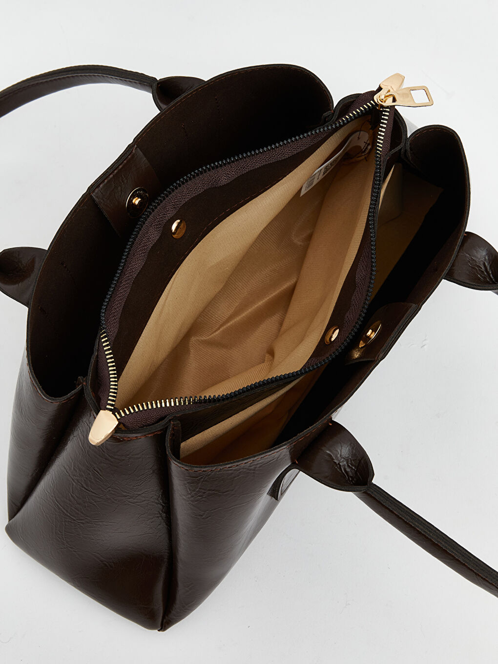 Kahverengi Deri Görünümlü Kadın Omuz Çantası-2