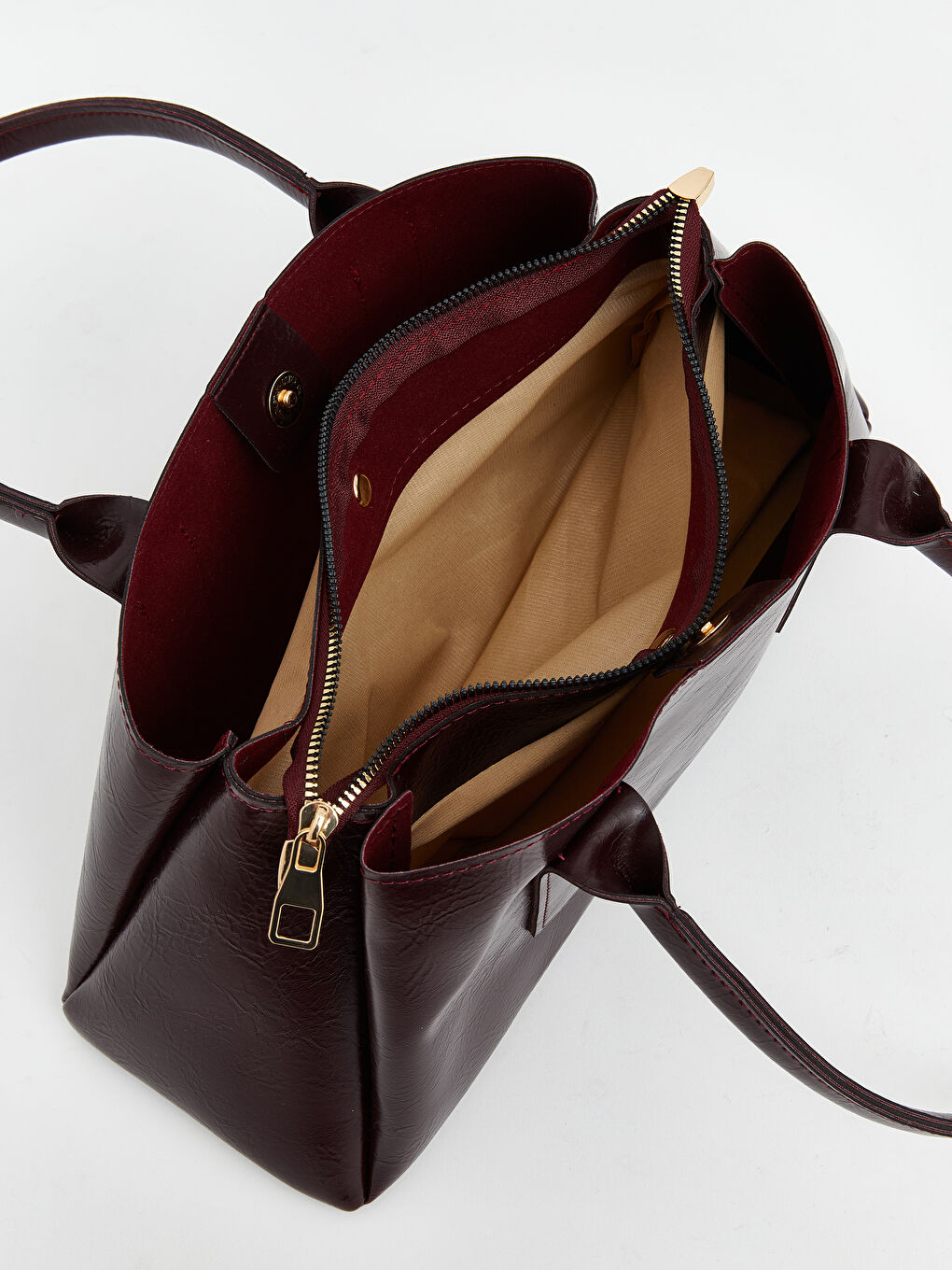 Bordo Deri Görünümlü Kadın Omuz Çantası-2