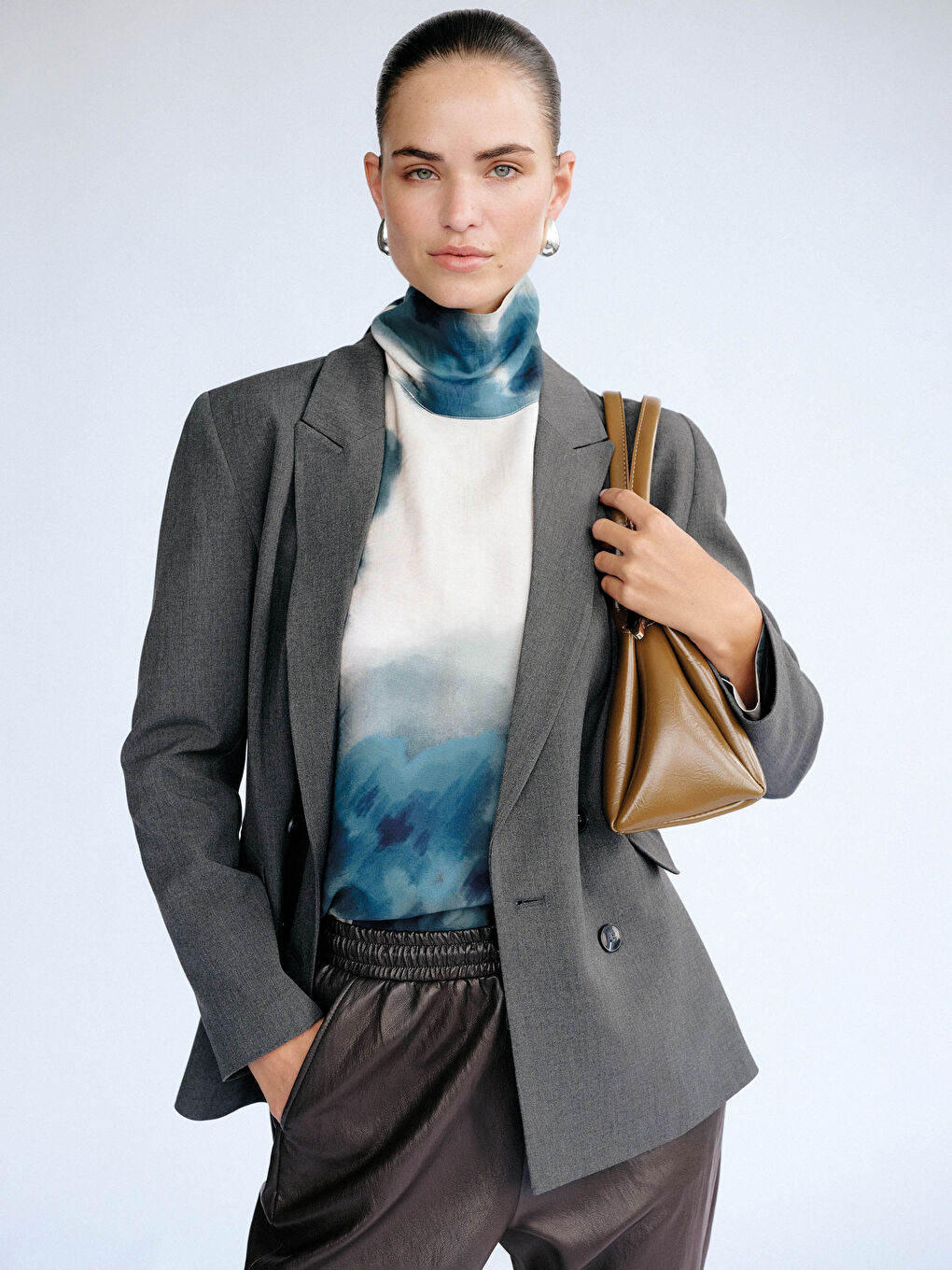 Yeşil Deri Görünümlü Kadın Omuz Çantası-1