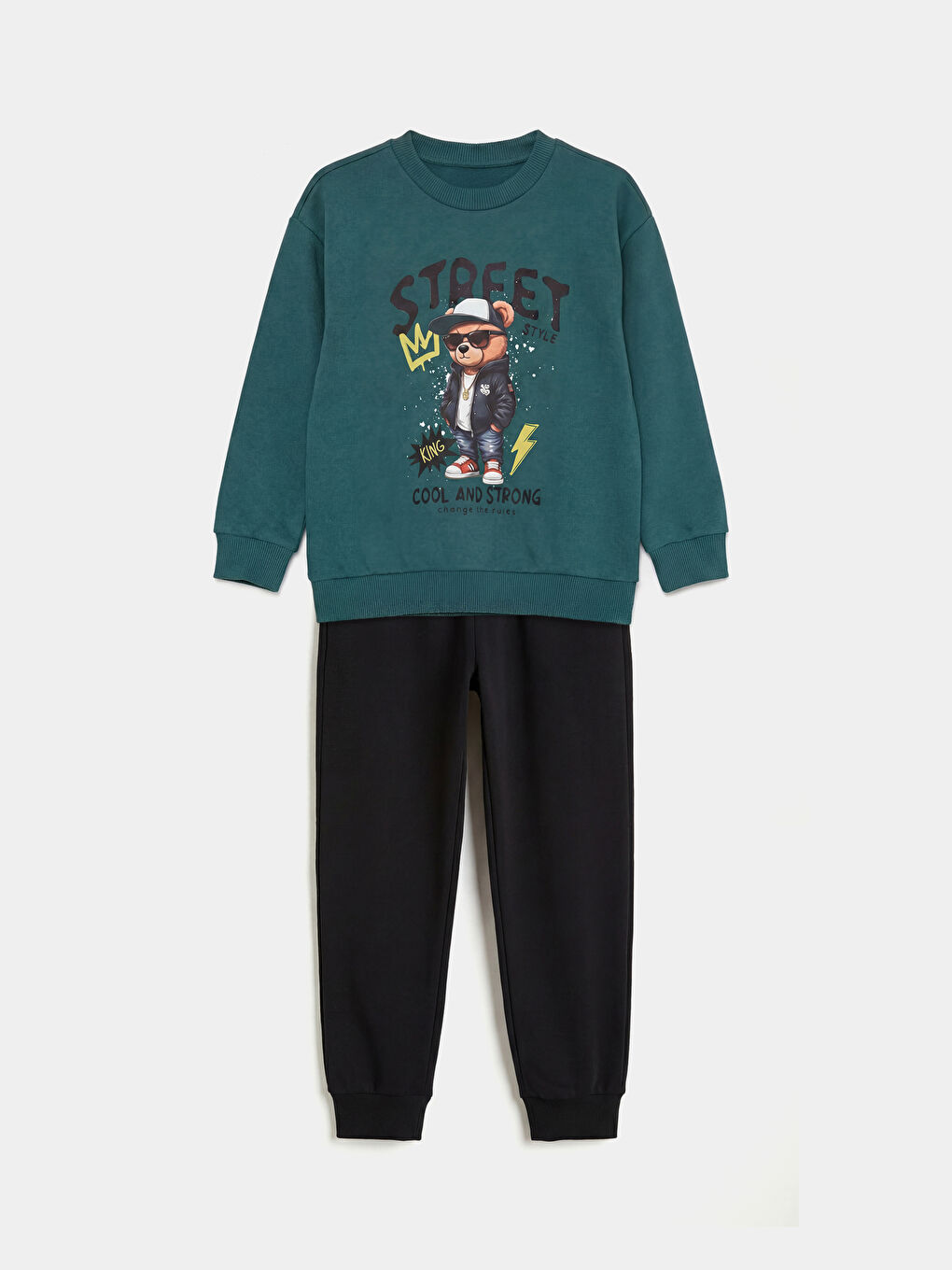 Yeşil Bisiklet Yaka Erkek Çocuk Takım