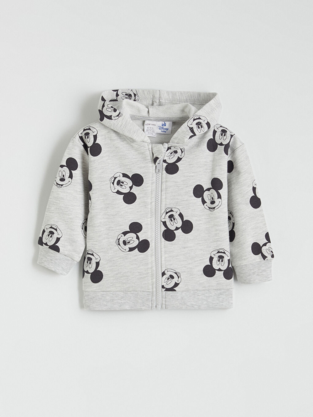 Gri Mickey Mouse Baskılı Erkek Bebek Hırka