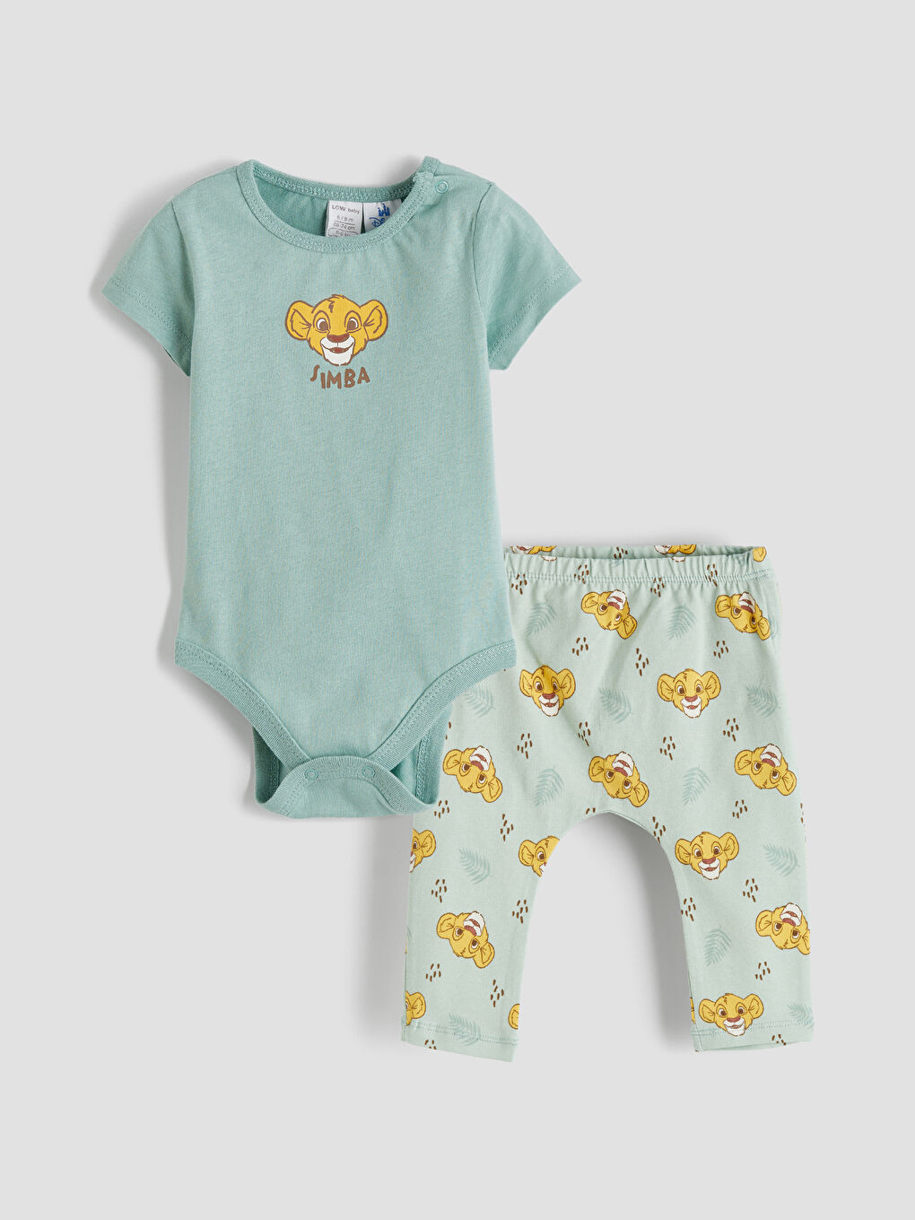 Yeşil Aslan Kral Baskılı Erkek Bebek Takım-1