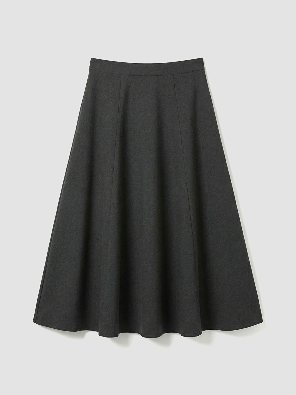 Gri Beli Fermuarlı Kloş Etek-4