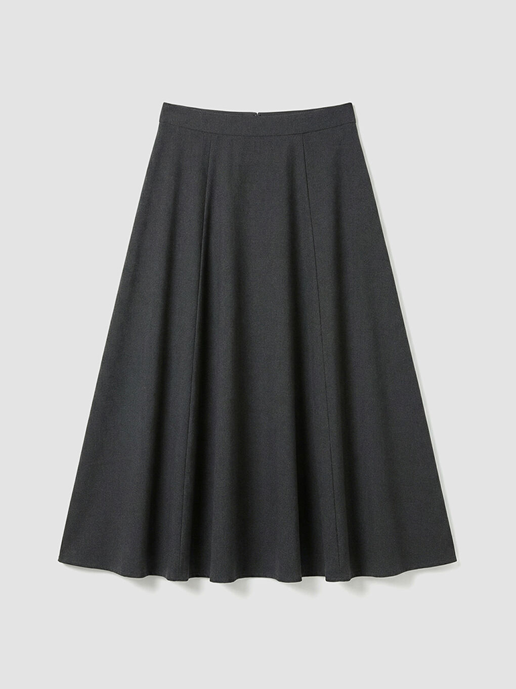 Gri Beli Fermuarlı Kloş Etek-5