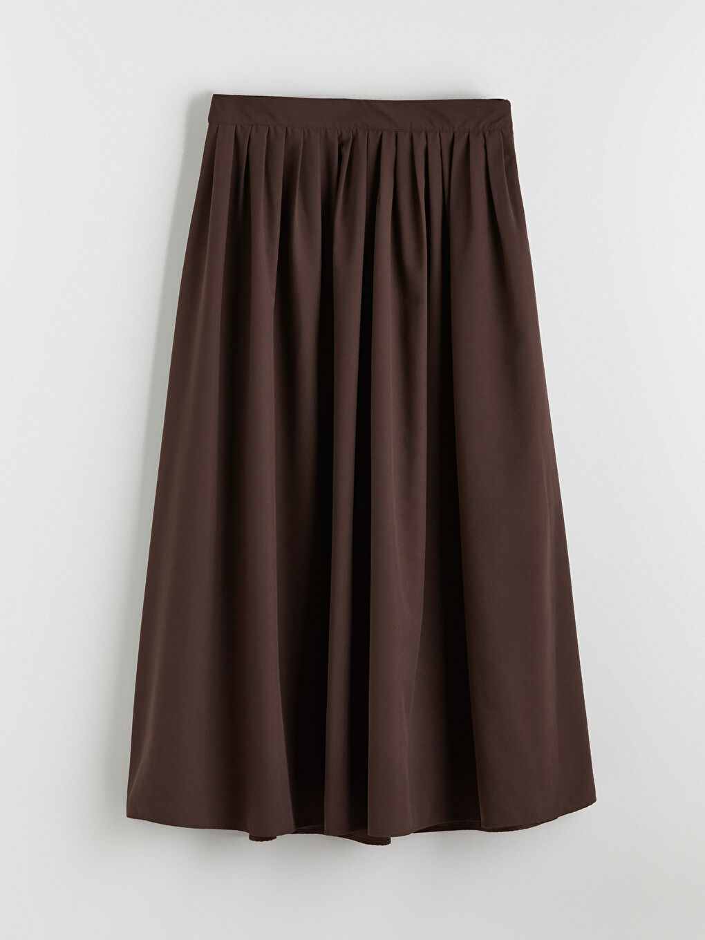 Kahverengi Beli Fermuarlı Pileli Etek