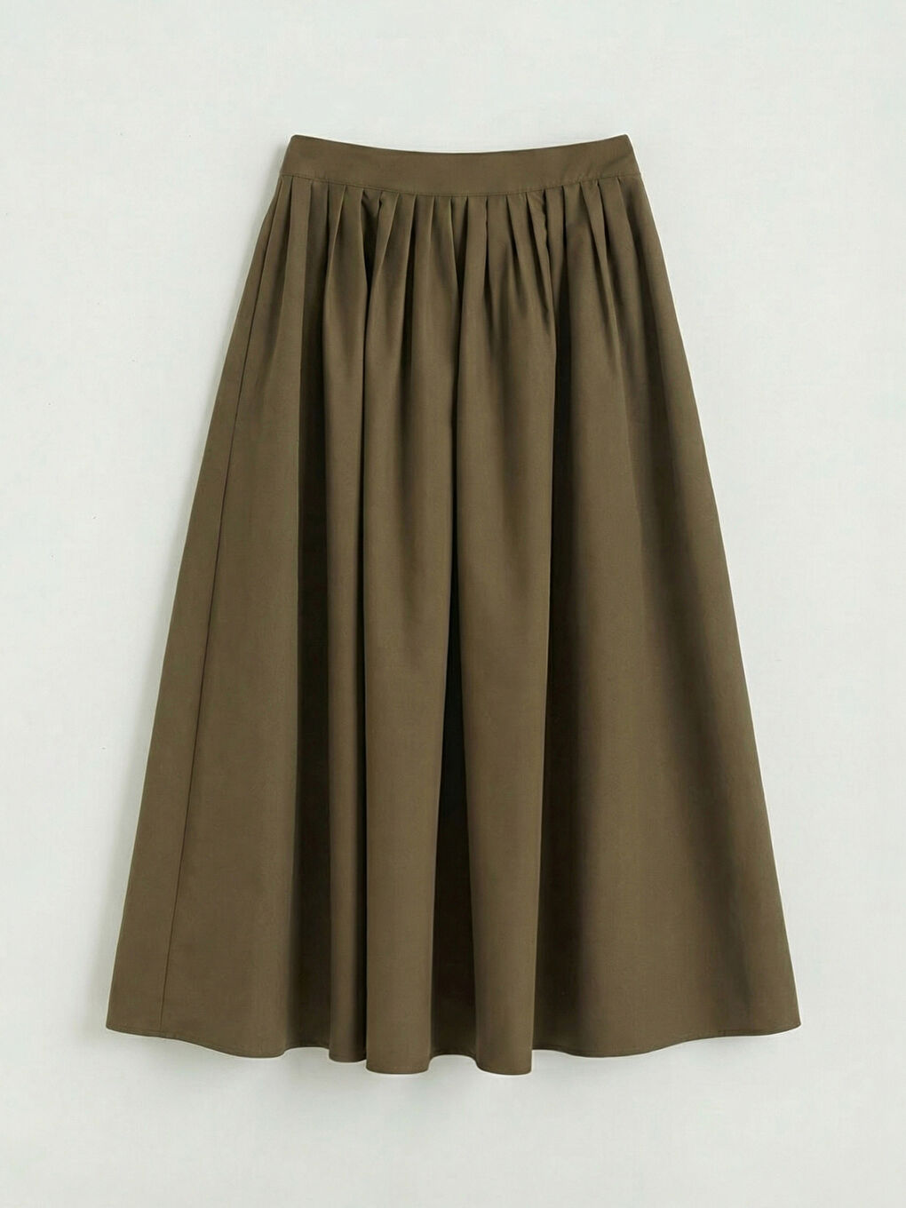 Haki Beli Fermuarlı Pileli Etek	-4