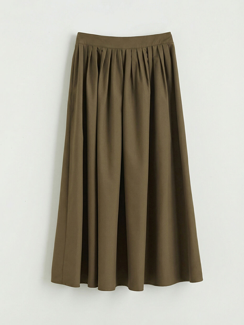 Haki Beli Fermuarlı Pileli Etek	-5