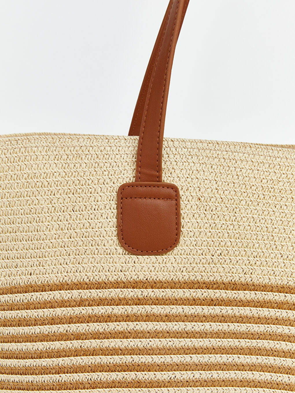 Bej Kadın Hasır Plaj Çantası-2