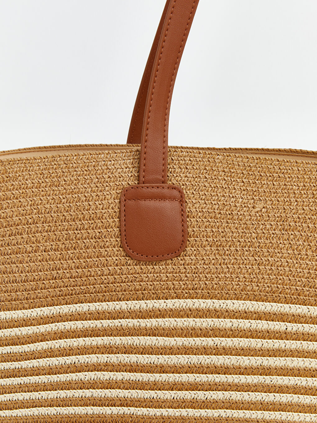 Bej Kadın Hasır Plaj Çantası-2