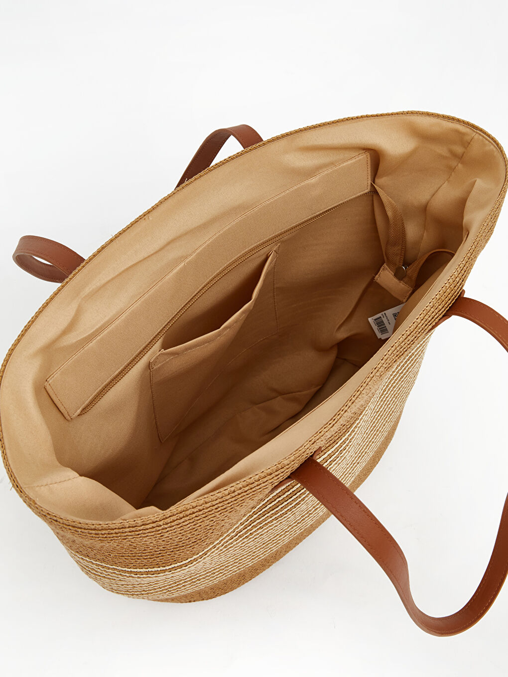 Bej Kadın Hasır Plaj Çantası-3