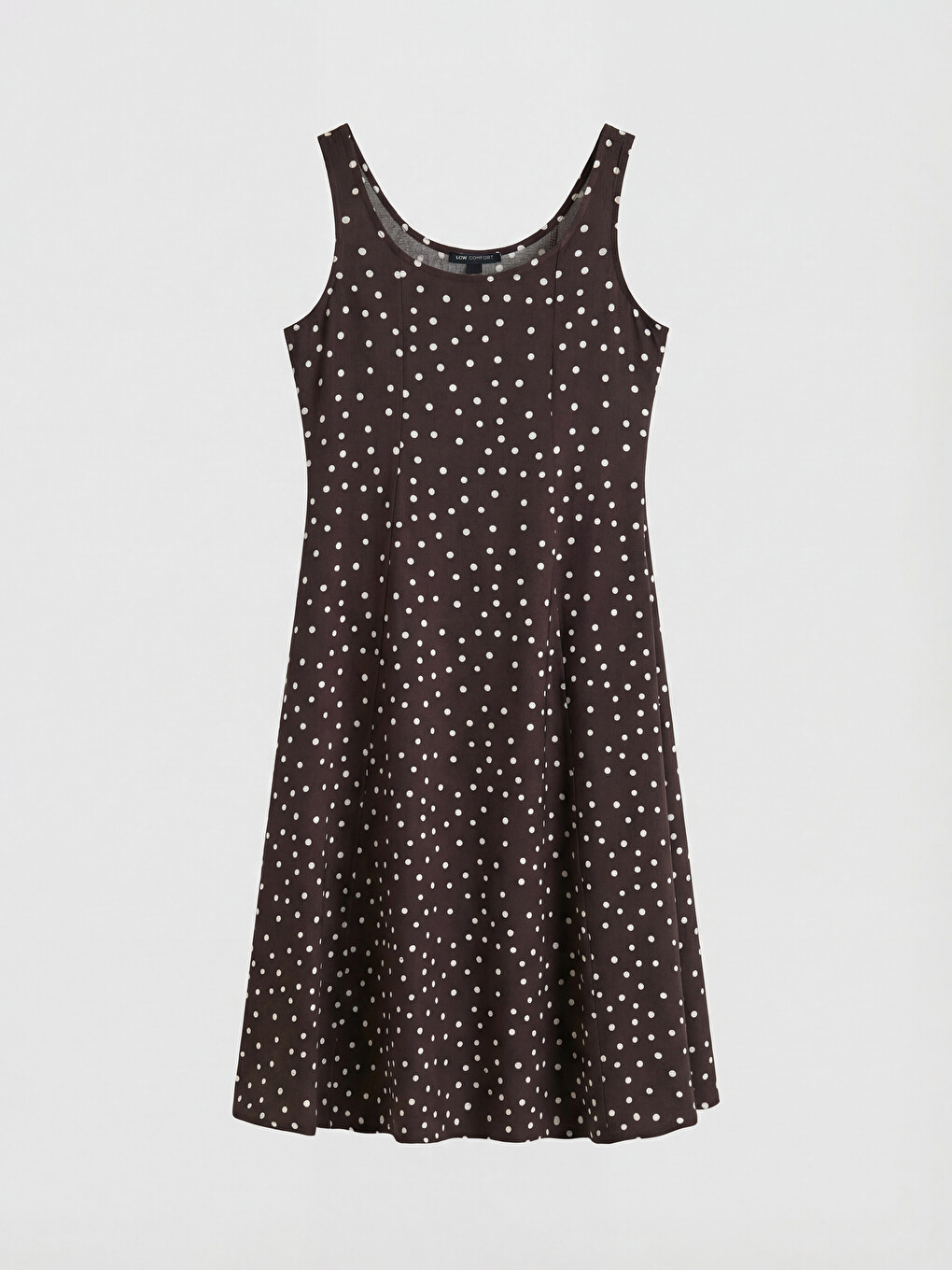 Square Neck Polka Dot A Form Dress-3