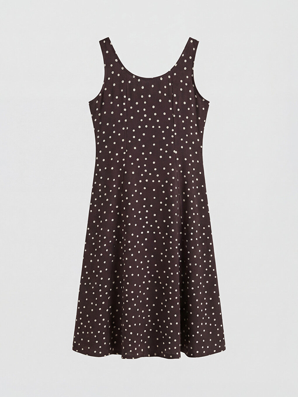 Square Neck Polka Dot A Form Dress-4
