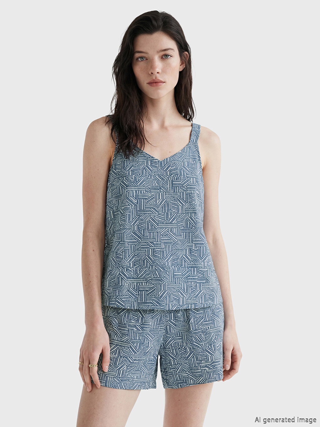 U Neck Patterned Blouse