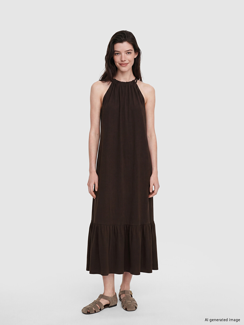 Woman Brown Dress