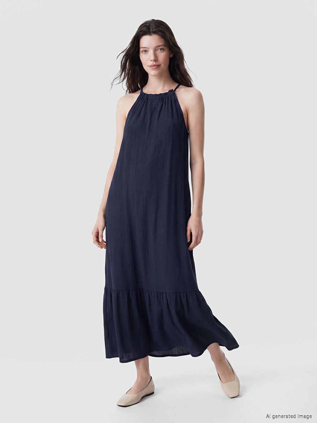 Halter Neck Frilled Dress