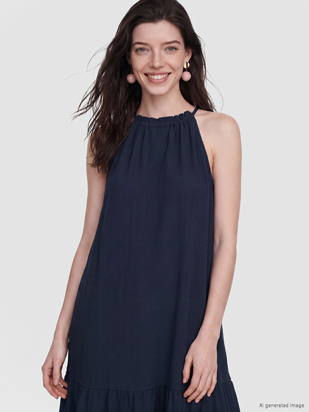 Halter Neck Frilled Dress-1