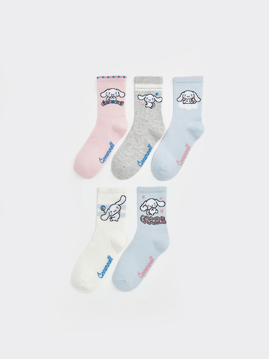 Pembe Cinnamoroll Baskılı Kız Çocuk 5'li Soket Çorap