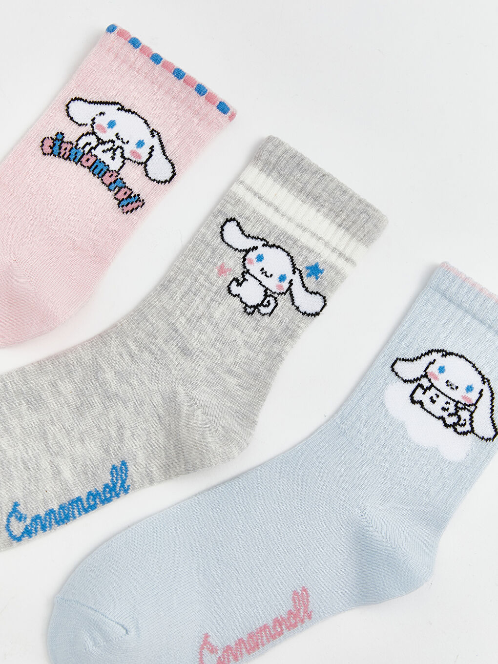 Pembe Cinnamoroll Baskılı Kız Çocuk 5'li Soket Çorap-1