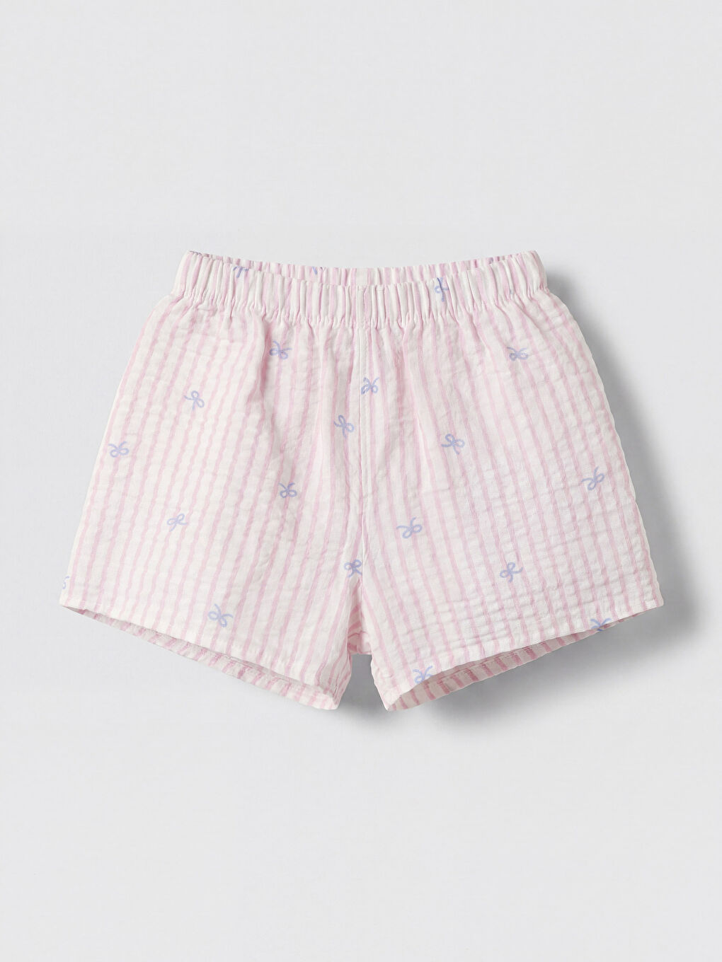 Beyaz Bisiklet Yaka Kız Çocuk Şortlu Pijama Takımı-3