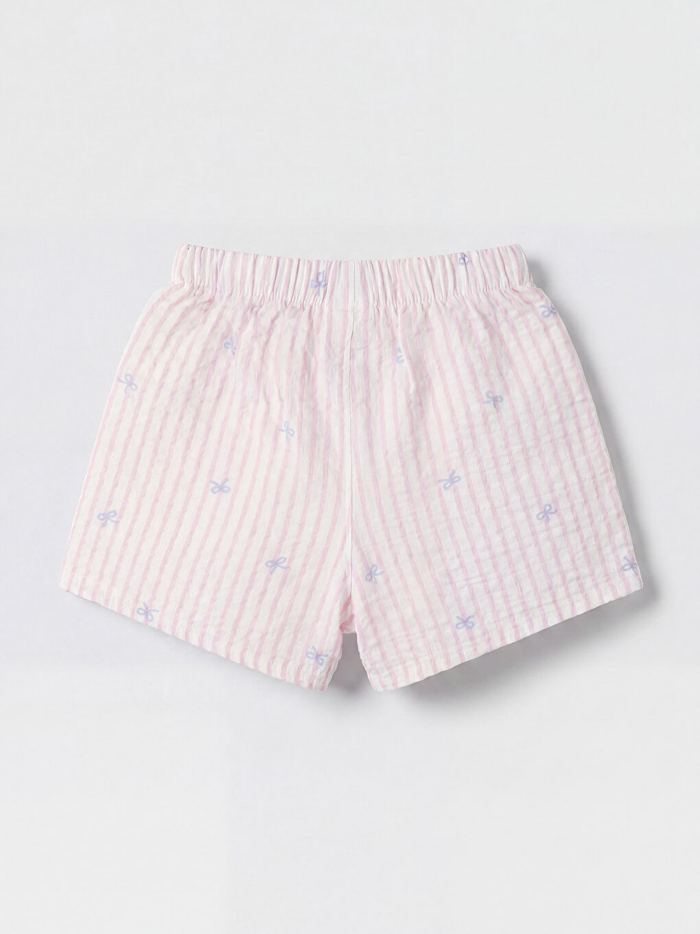 Beyaz Bisiklet Yaka Kız Çocuk Şortlu Pijama Takımı-4