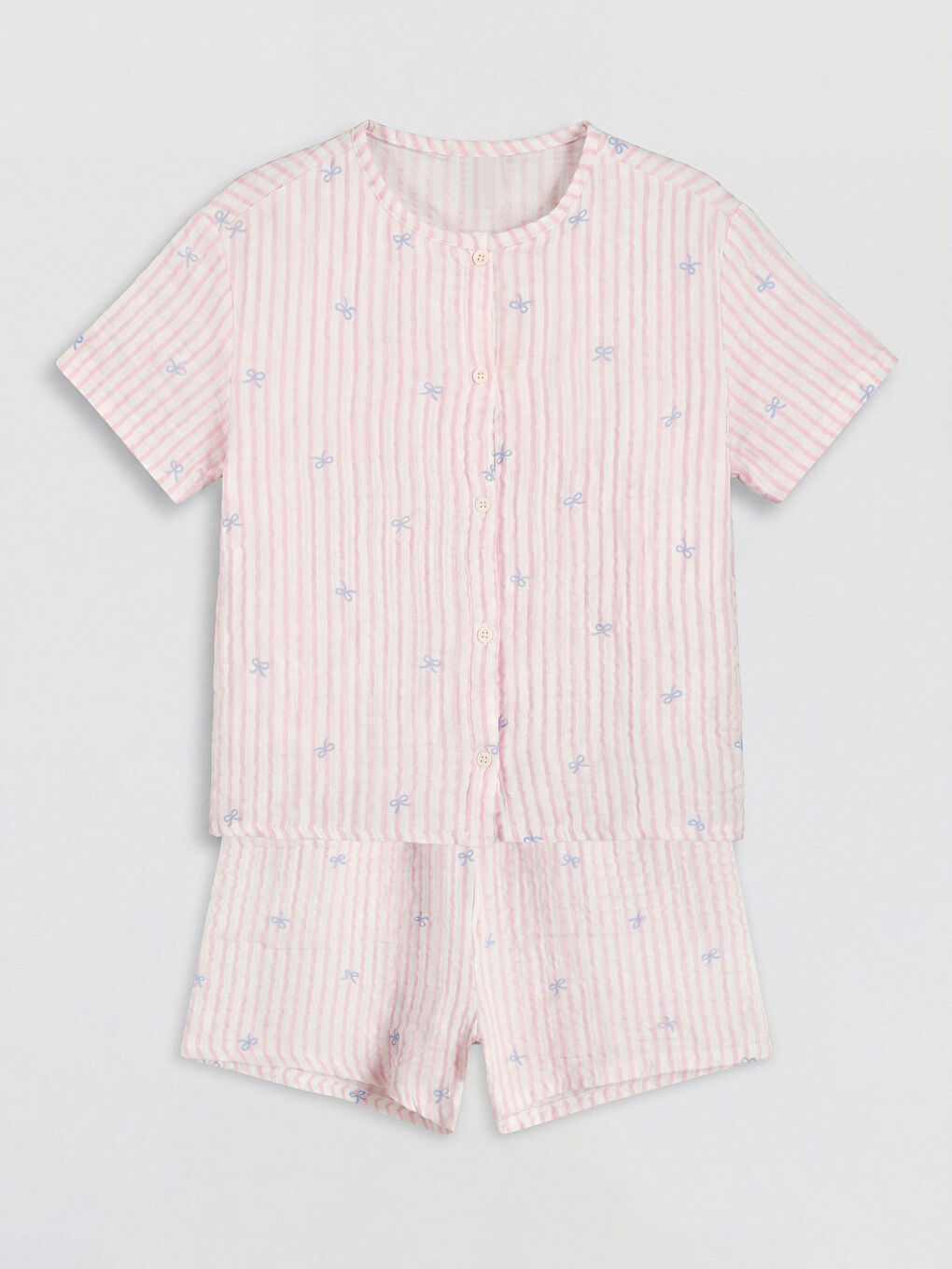 Beyaz Desenli Kız Çocuk Şortlu Pijama Takımı