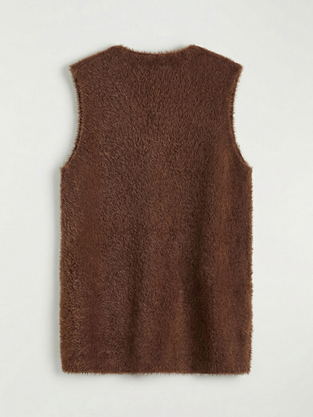 Kahverengi V Yaka Kadın Triko Yelek	-1