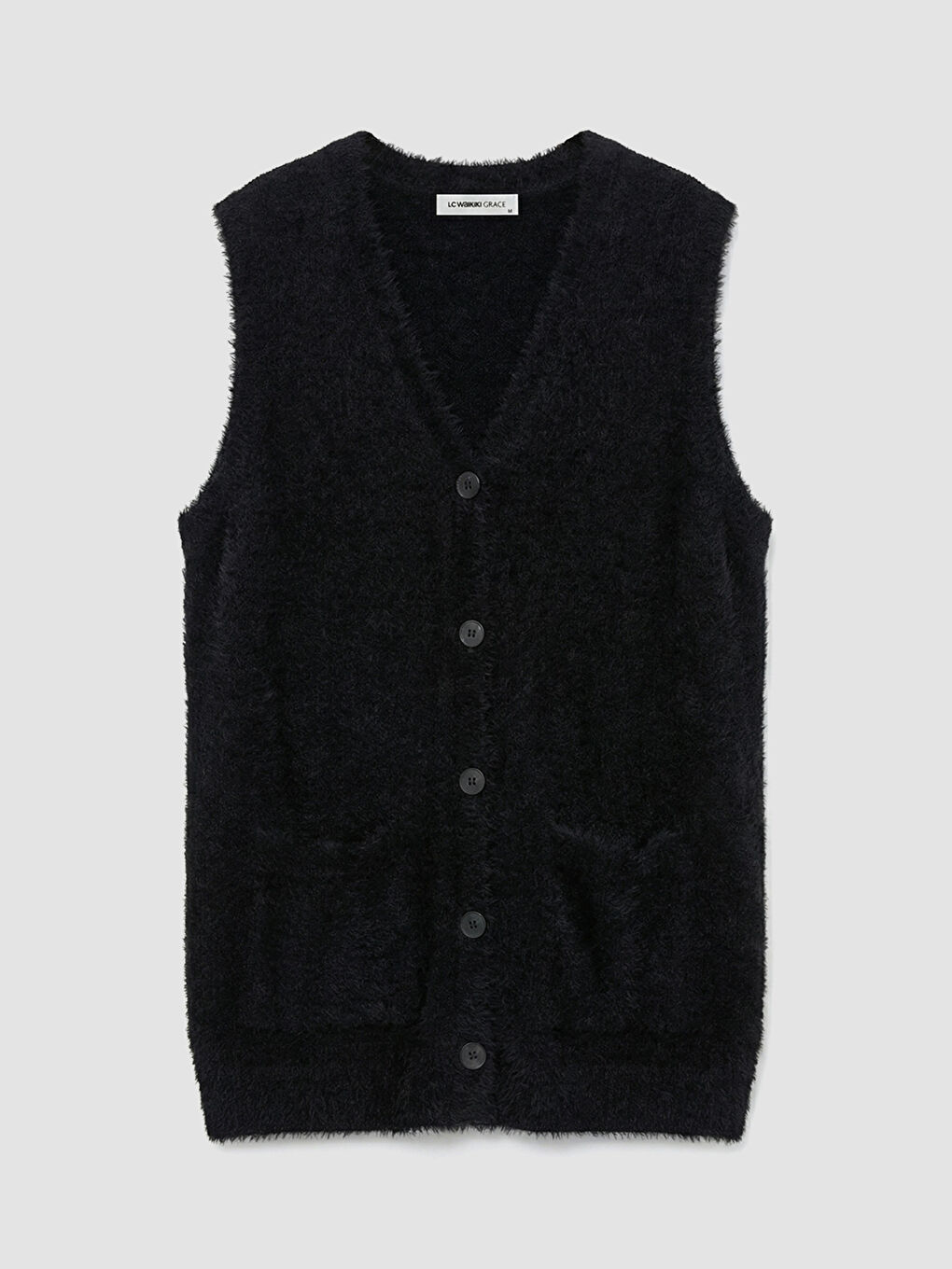 Siyah V Yaka Kadın Triko Yelek	