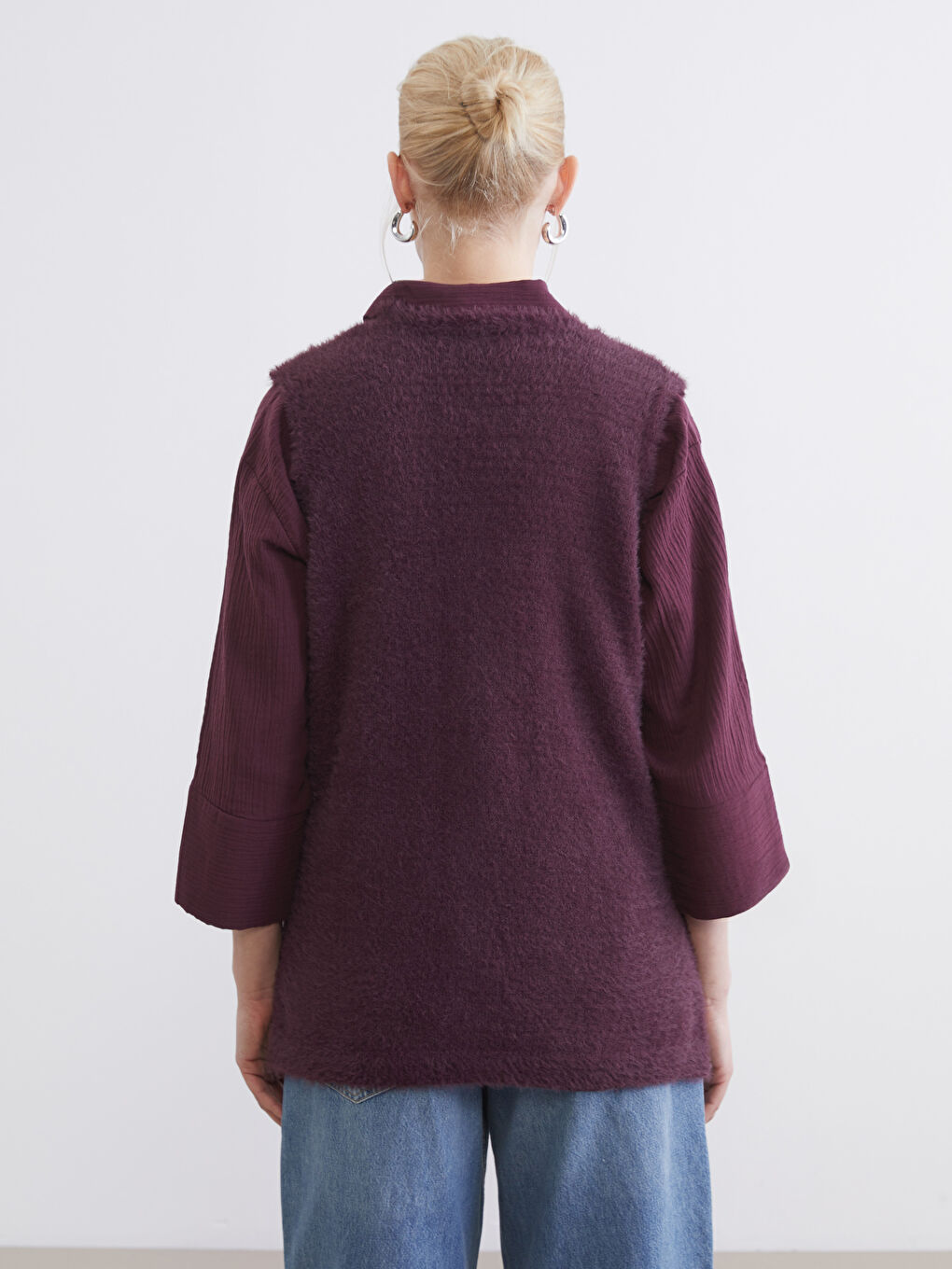 Mürdüm V Yaka Kadın Triko Yelek	-3