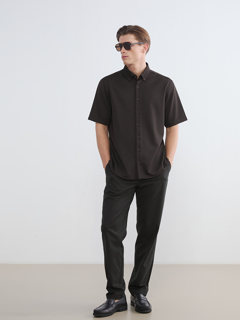 Kahverengi Regular Fit Erkek Gömlek-2