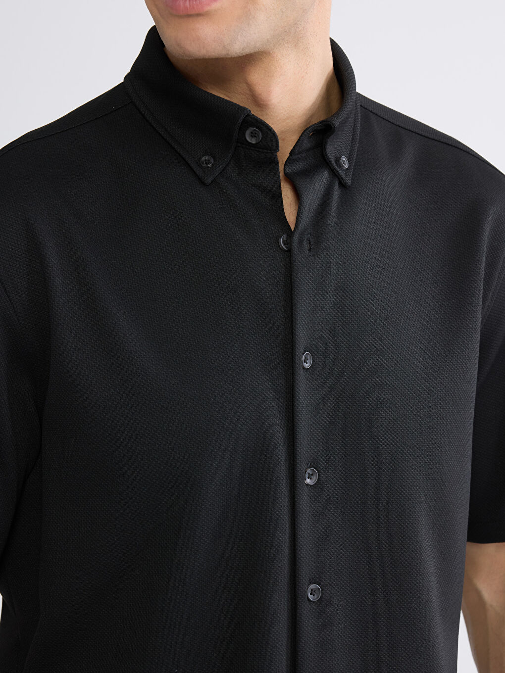 Siyah Regular Fit Erkek Gömlek-2