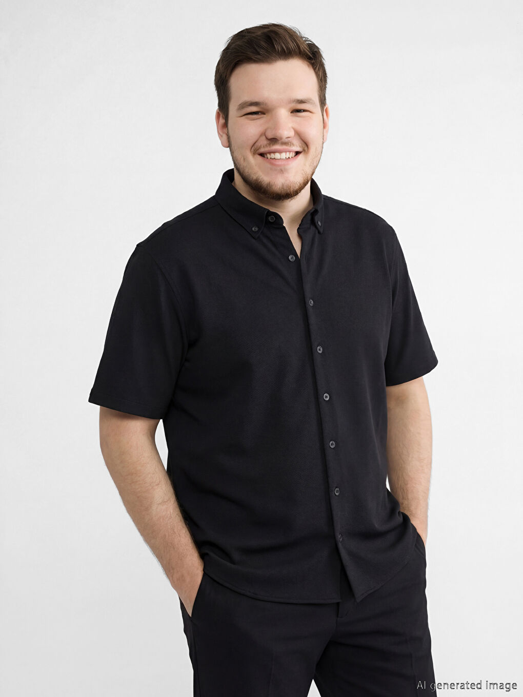 Siyah Regular Fit Erkek Gömlek-1