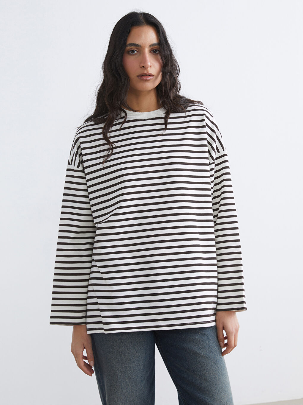 Striped Oversized Women's Sweatshirt Tunic