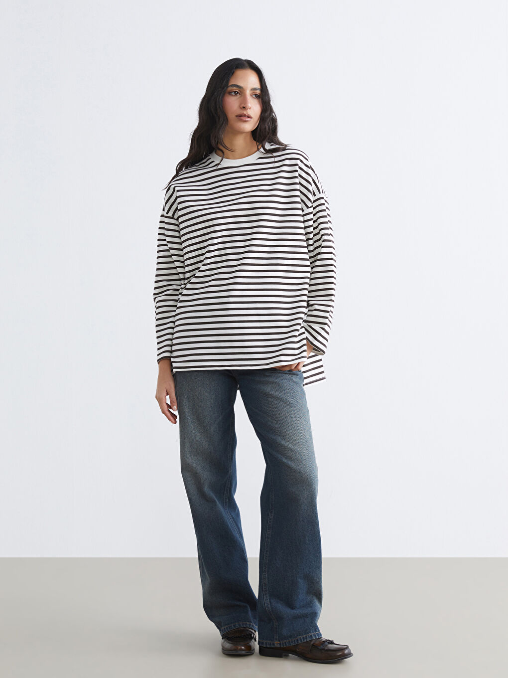 Striped Oversized Women's Sweatshirt Tunic-1