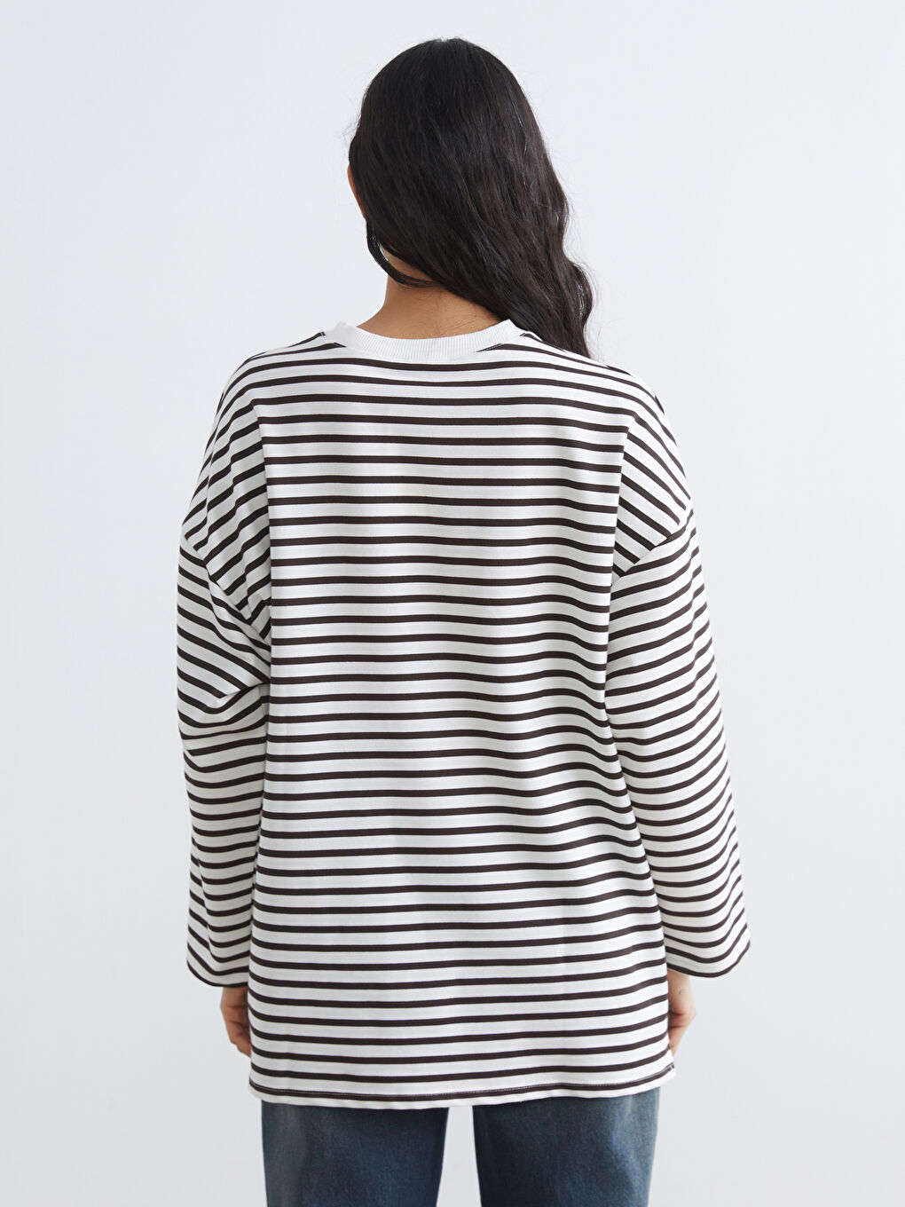 Striped Oversized Women's Sweatshirt Tunic-3