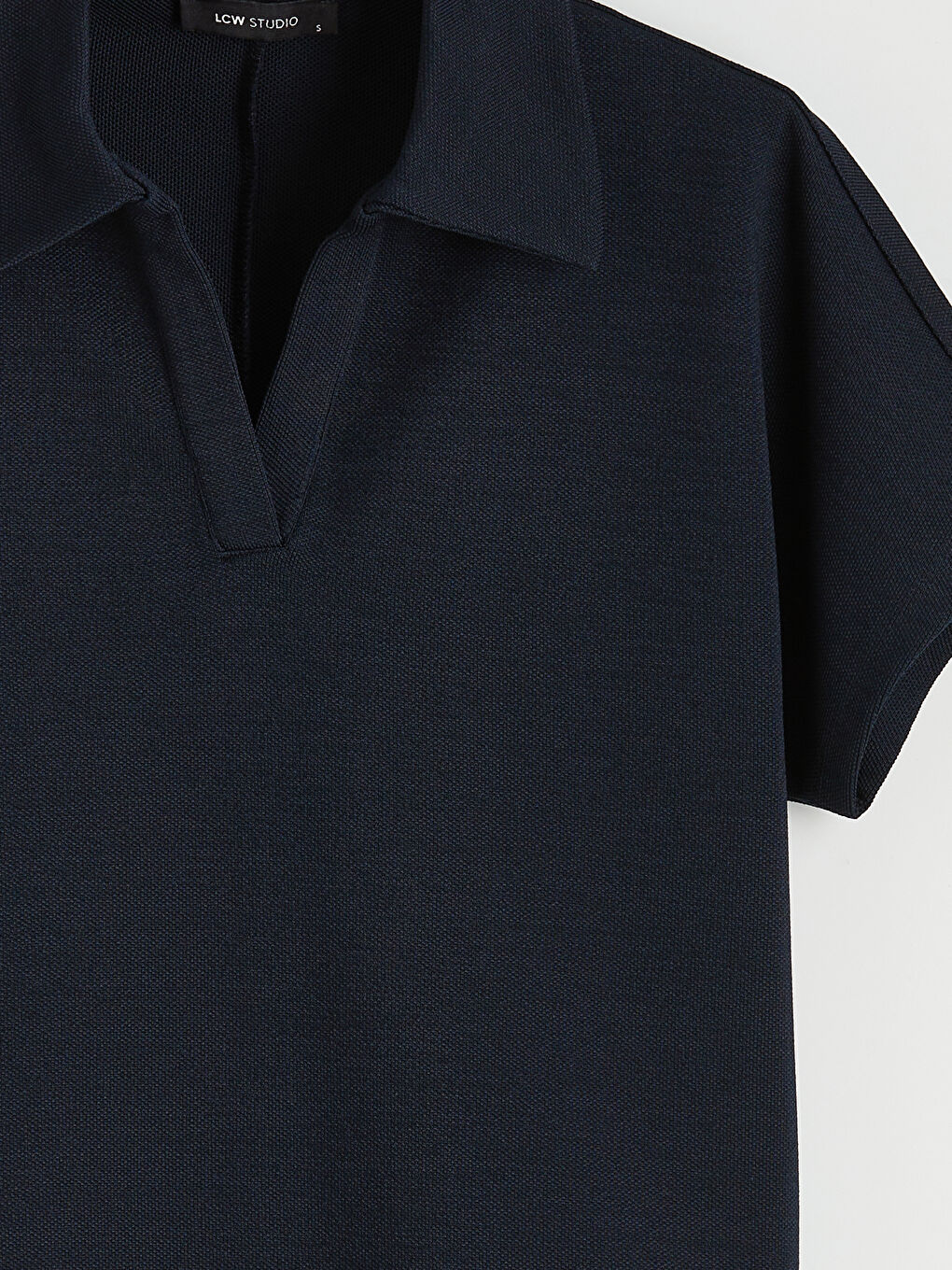 Lacivert Polo Yaka Kadın Tişört-1