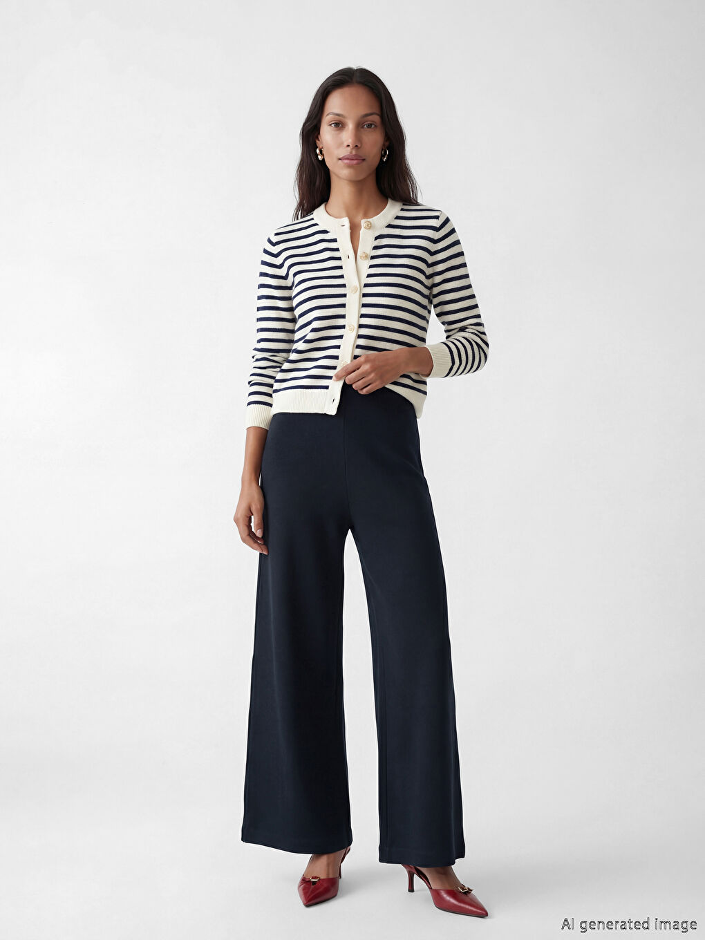 Women's Elastic-Waist Wide-Leg Trousers