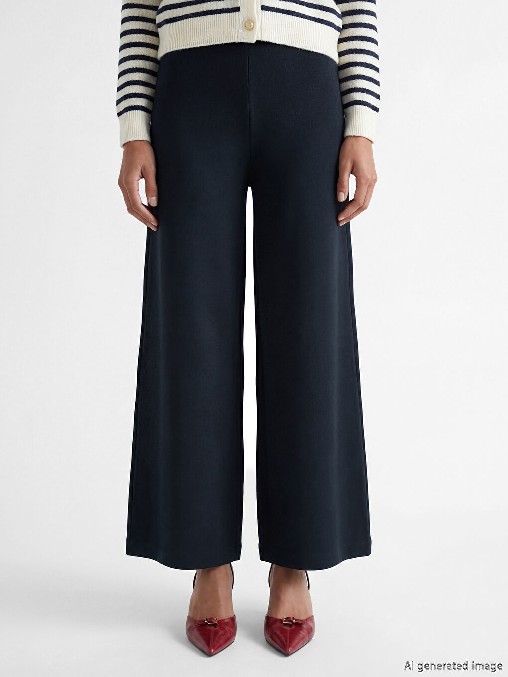 Women's Elastic-Waist Wide-Leg Trousers-1