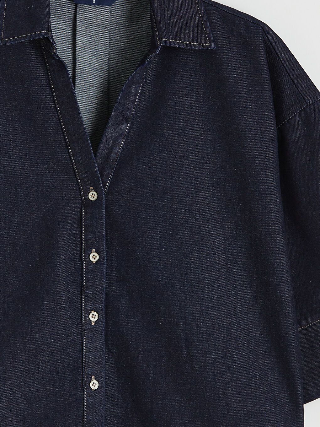 İndigo Loose Fit Kadın Jean Gömlek-5