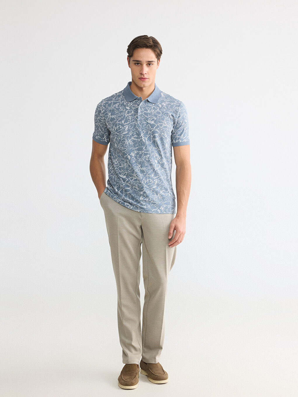 T-shirt à col polo imprimé pour homme-1