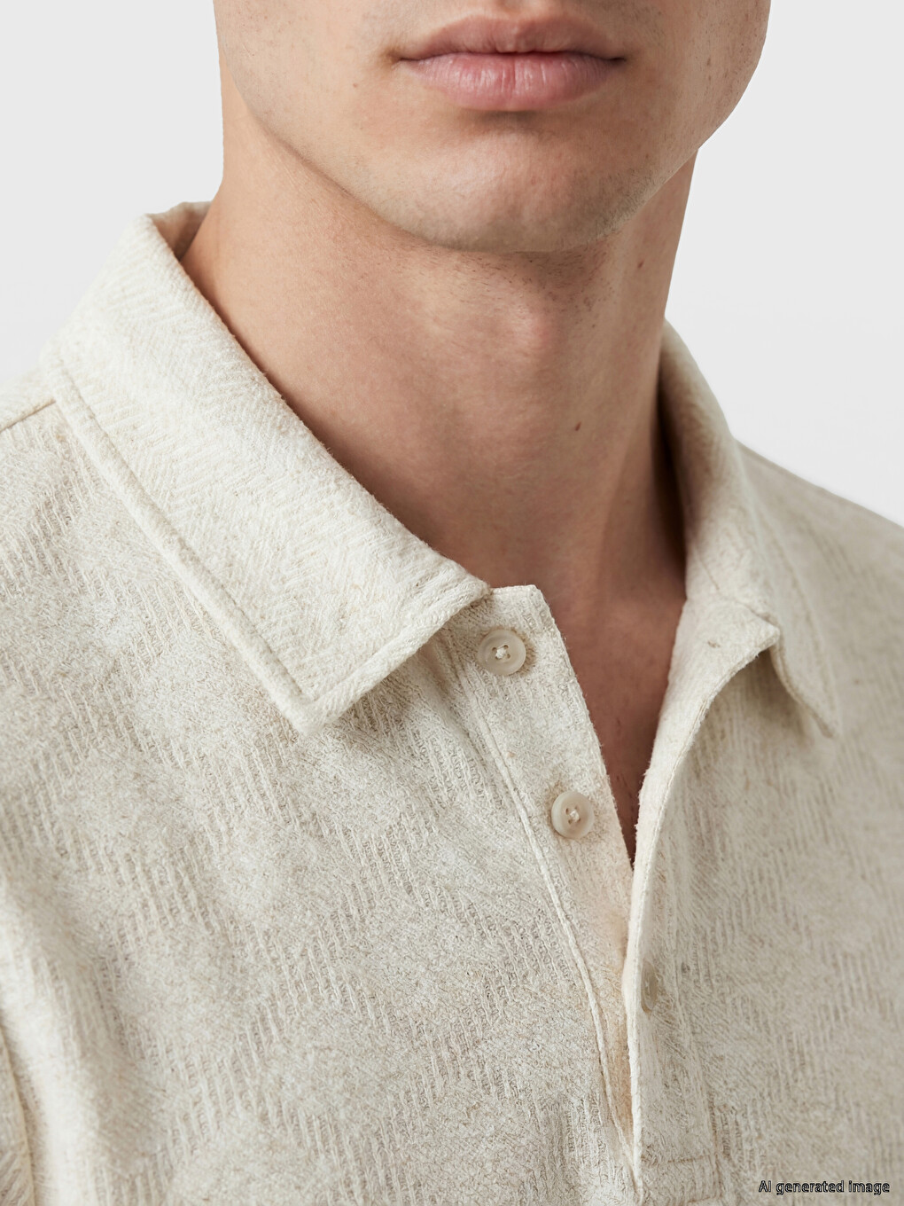 Argyle Patterned Linen Blend Men's T-shirt-2