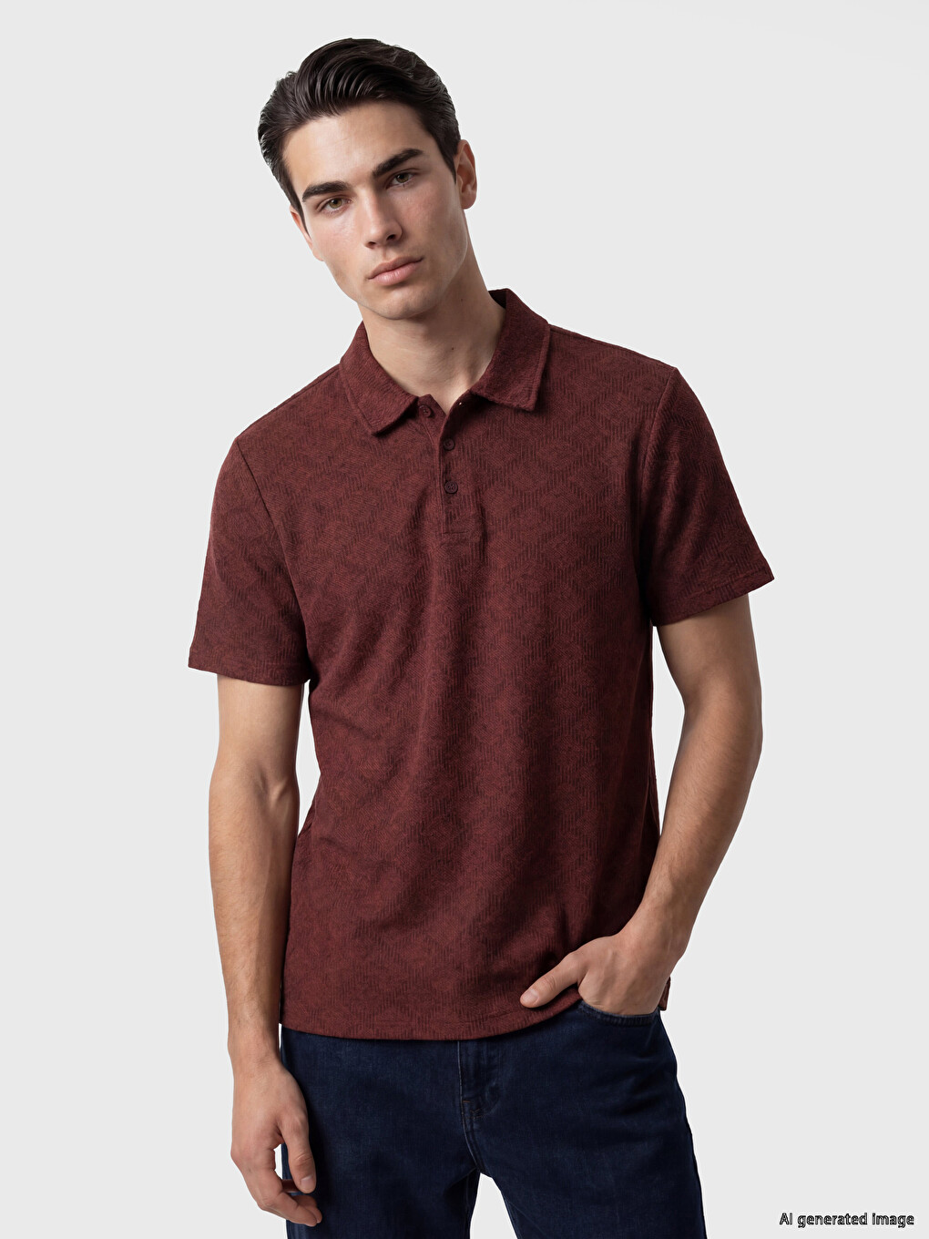 Argyle Patterned Linen Blend Men's T-shirt