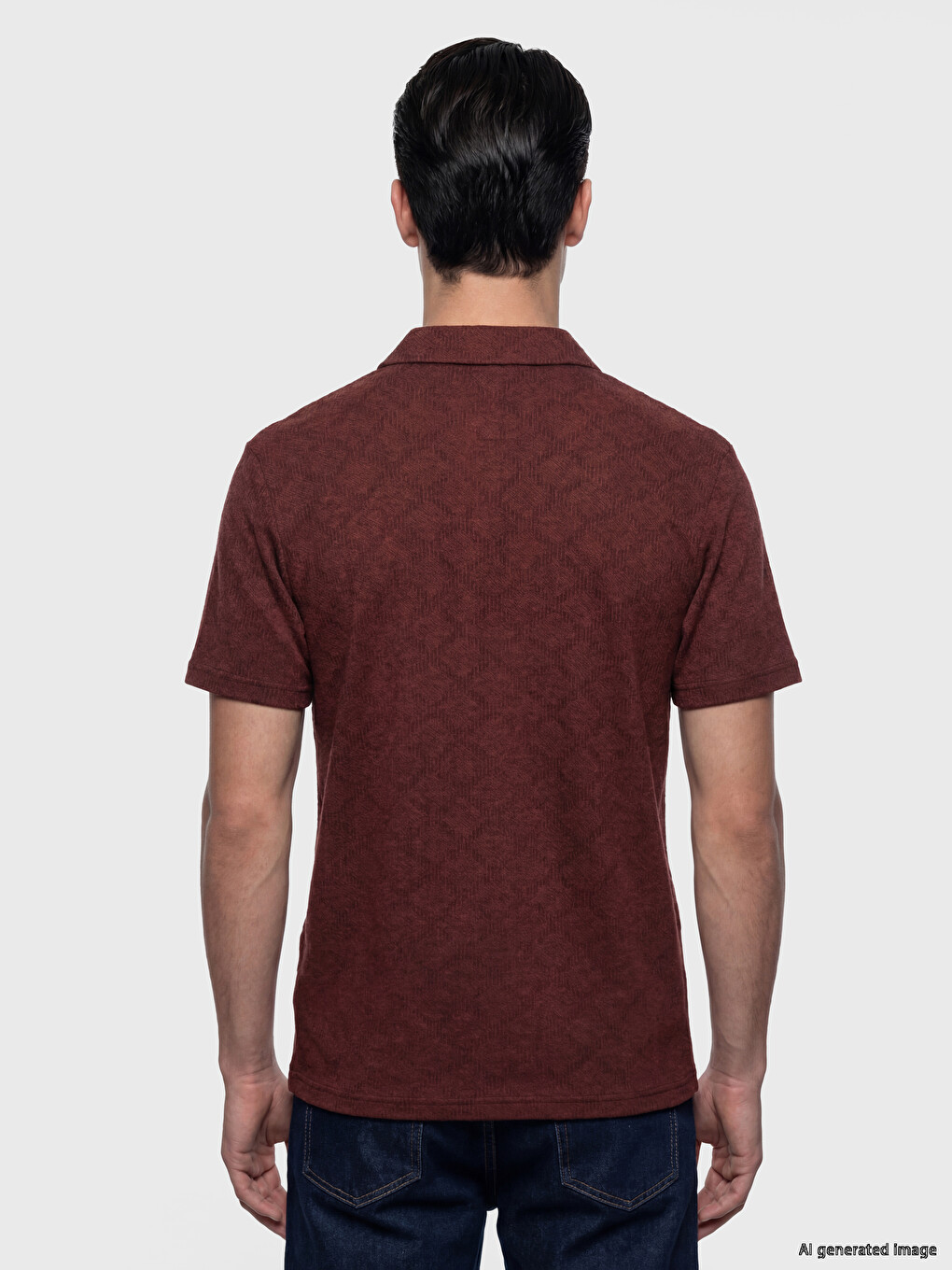 Argyle Patterned Linen Blend Men's T-shirt-3