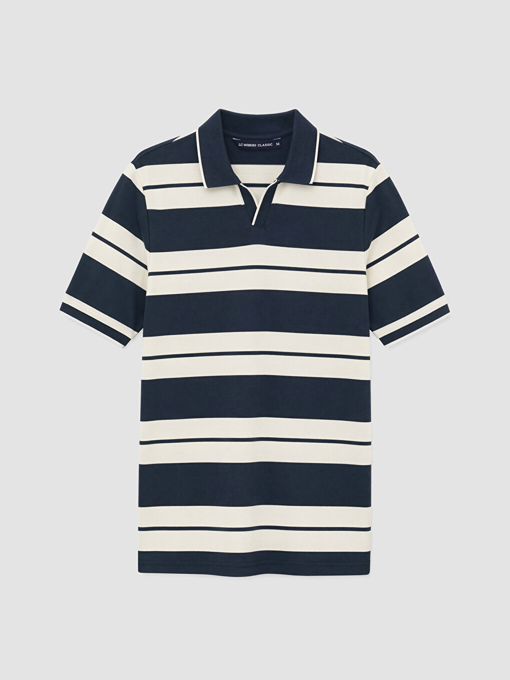 Lacivert Polo Yaka Çizgili Pike Erkek Tişört