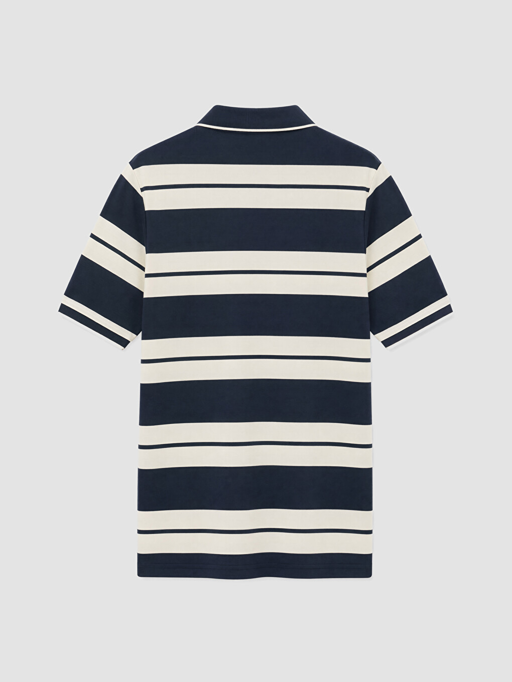 Lacivert Polo Yaka Çizgili Pike Erkek Tişört-2