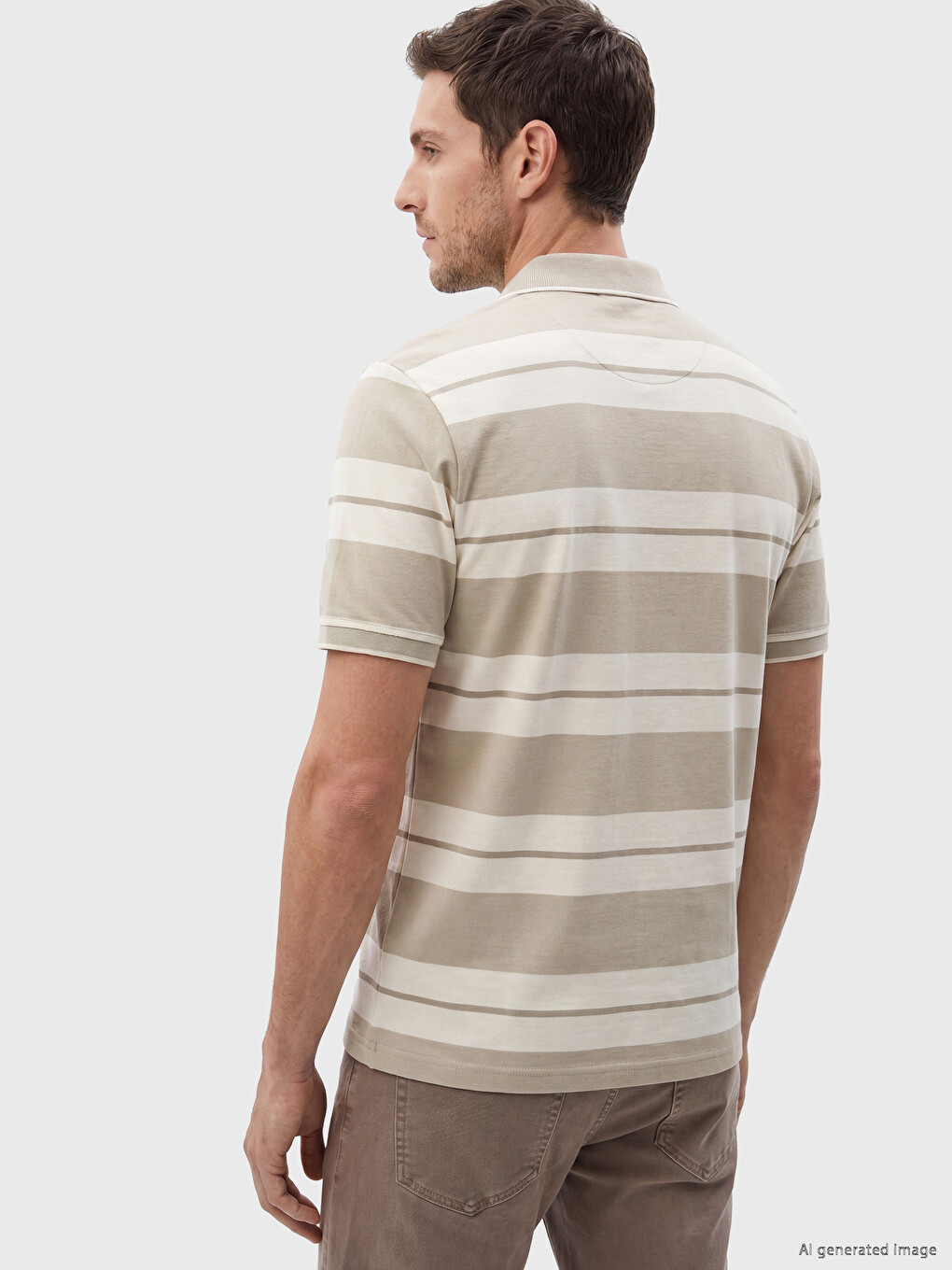 Polo Collar Striped Pique Men's T-Shirt-2