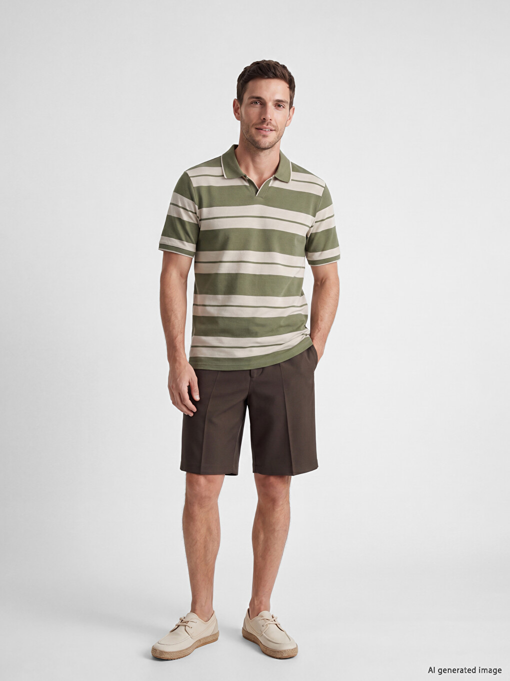 Polo Collar Striped Pique Men's T-Shirt-1