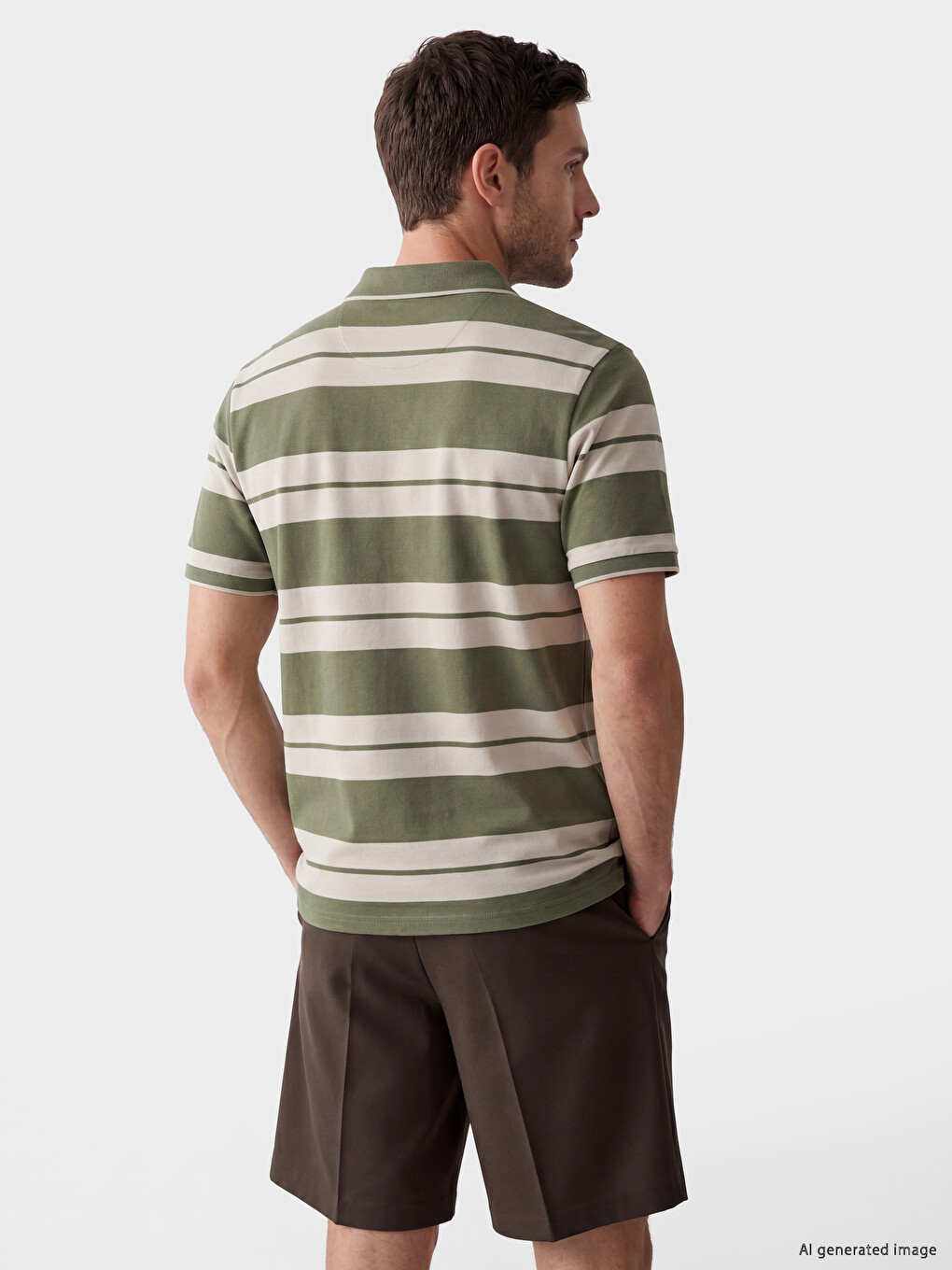 Polo Collar Striped Pique Men's T-Shirt-2